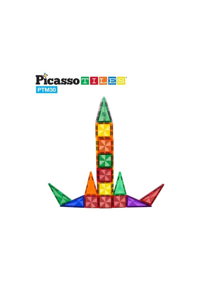 PicassoTiles - Picasso Magnetic Mini Diamond Rocket 30-Pieces | Building Blocks | Educational Toy Set | Construction Building Kit for Child Brain Development - Image 1
