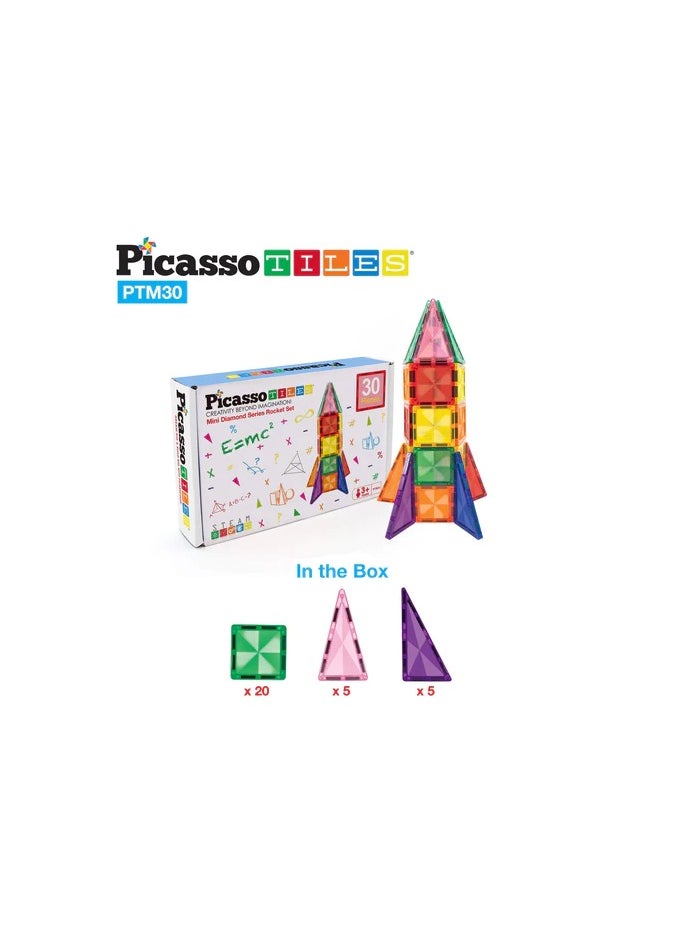 PicassoTiles - Picasso Magnetic Mini Diamond Rocket 30-Pieces | Building Blocks | Educational Toy Set | Construction Building Kit for Child Brain Development - Image 1