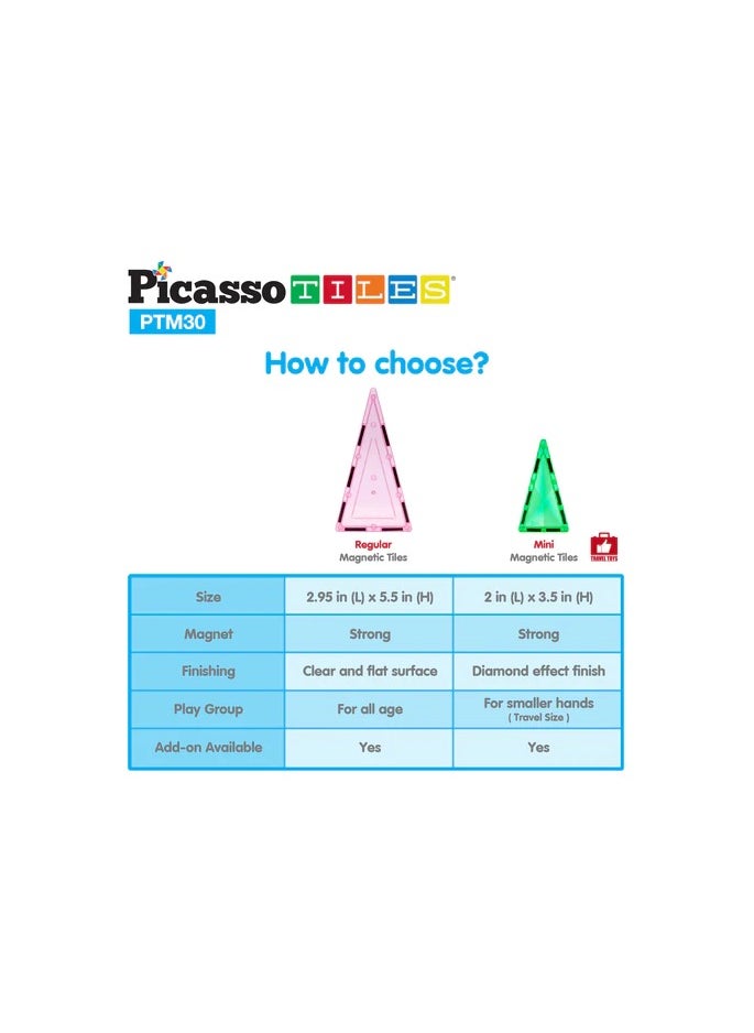PicassoTiles - Picasso Magnetic Mini Diamond Rocket 30-Pieces | Building Blocks | Educational Toy Set | Construction Building Kit for Child Brain Development - Image 1