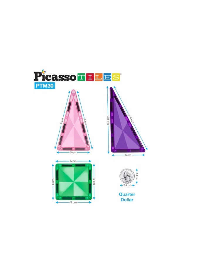 PicassoTiles - Picasso Magnetic Mini Diamond Rocket 30-Pieces | Building Blocks | Educational Toy Set | Construction Building Kit for Child Brain Development - Image 1