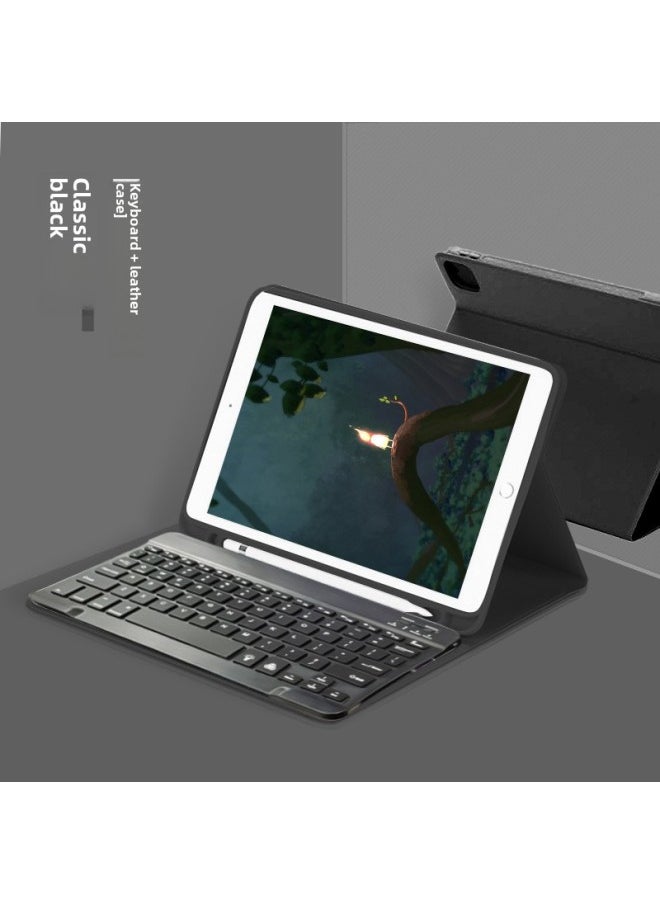 Generic For IPad10 Generation Protective Case Magnetic Suction With Pen Slot Pro11 Bluetooth Keyboard Mouse 9 Generation Tablet Protective Case-Color:Mysterious Black-Leather Holster + Keyboard-Applicable Model:iPad 10 Generation 10.9 "(2022)  - Image 1
