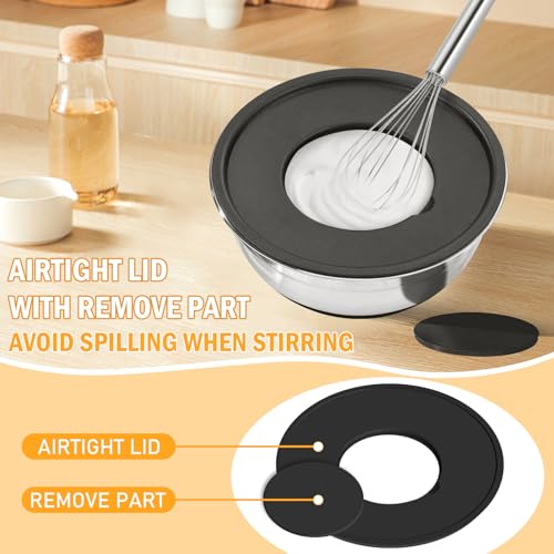 Unokit Mixing Bowls with Lids Set - 7 Pcs Stainless Steel Mixing Bowls with 3 Grater Attachments, Non-Slip Silicone Base Mixing Bowl Set for Kitchen - Image 3