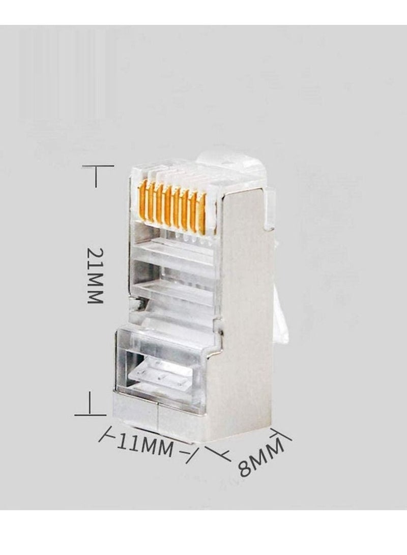 Ntech موصلات Ntech Royal Apex RJ45 8P8C Cat7 موصلات كرمب نهايات RJ45، موصلات كرمب إيثرنت المودولية لكابل إيثرنت الصلب والمعيار (عبوة من 50)  - Image 3