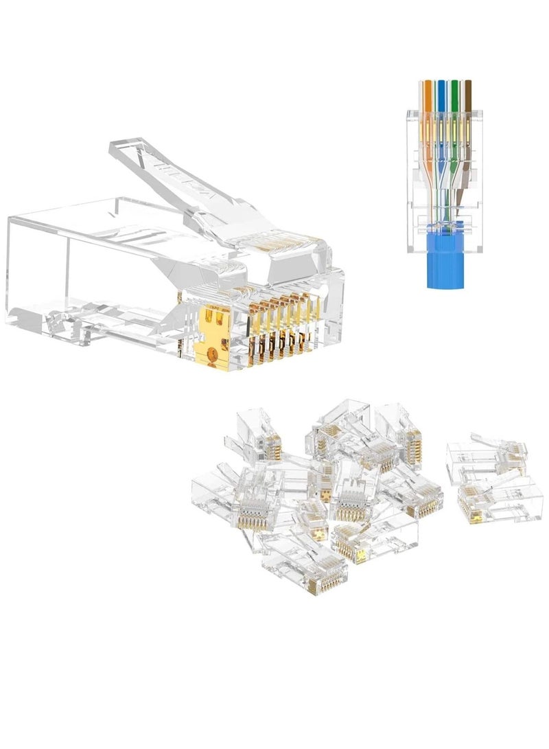 Ntech موصلات Ntech Royal Apex RJ45 8P8C Cat7 موصلات كرمب نهايات RJ45، موصلات كرمب إيثرنت المودولية لكابل إيثرنت الصلب والمعيار (عبوة من 50)  - Image 1