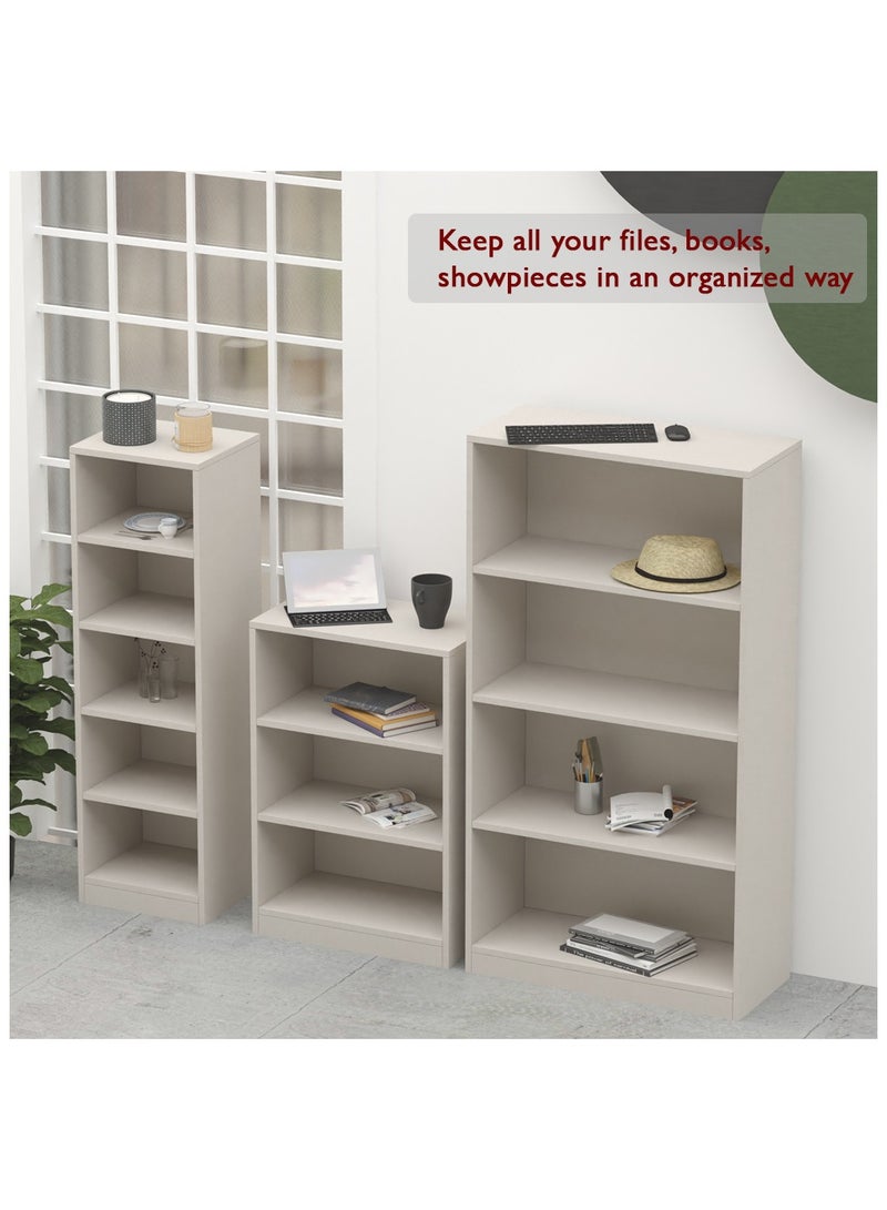 Mahmayi Mahmayi Wooden Storage Display Shelves 5-Tier Freestanding, Top Shelf for Decoration Ideal for Storing and Displaying your possessions - Light Grey - Image 3