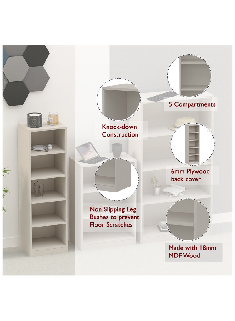 Mahmayi Mahmayi Wooden Storage Display Shelves 5-Tier Freestanding, Top Shelf for Decoration Ideal for Storing and Displaying your possessions - Light Grey - Image 4