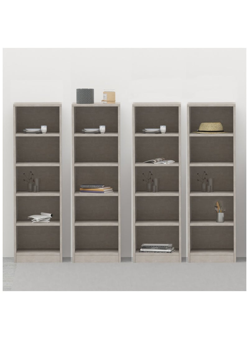 Mahmayi Mahmayi Wooden Storage Display Shelves 5-Tier Freestanding, Top Shelf for Decoration Ideal for Storing and Displaying your possessions - Light Grey - Image 5