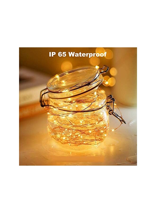 The Bros أضواء خيطية LED تعمل بالبطارية، 33 قدم/10 متر أضواء خرافية مقاومة للماء بمناسبة ديوالي 100 LED أضواء عيد الميلاد مع 8 أوضاع لتزيين عيد الميلاد والزفاف وغرفة النوم والشجرة (أبيض دافئ، عبوتين) - Image 4