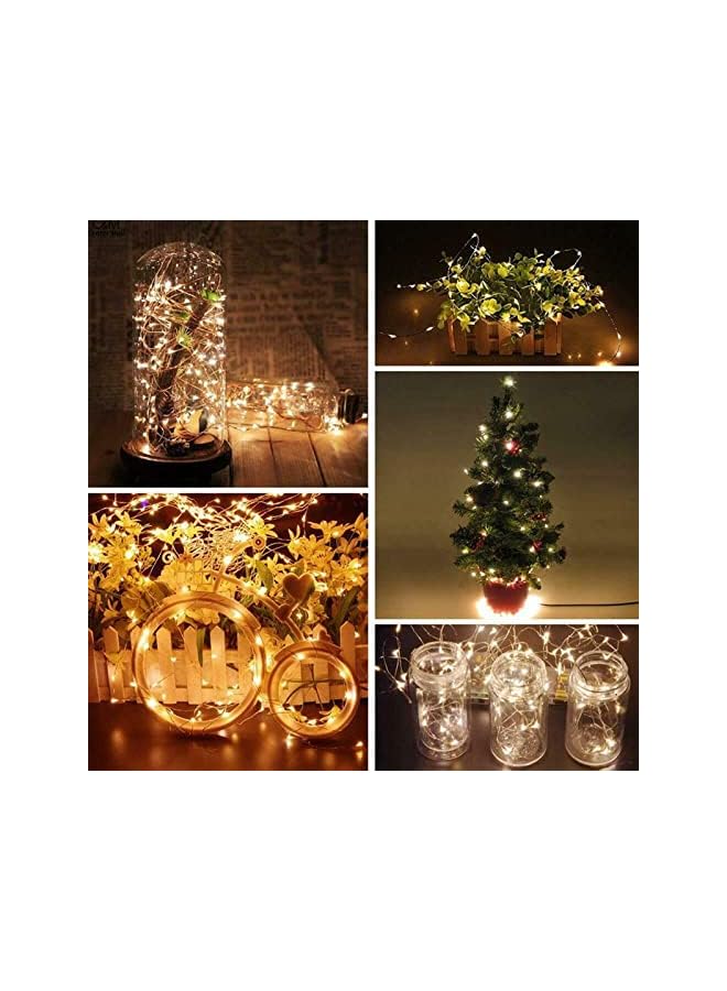 The Bros أضواء خيطية LED تعمل بالبطارية، 33 قدم/10 متر أضواء خرافية مقاومة للماء بمناسبة ديوالي 100 LED أضواء عيد الميلاد مع 8 أوضاع لتزيين عيد الميلاد والزفاف وغرفة النوم والشجرة (أبيض دافئ، عبوتين) - Image 5