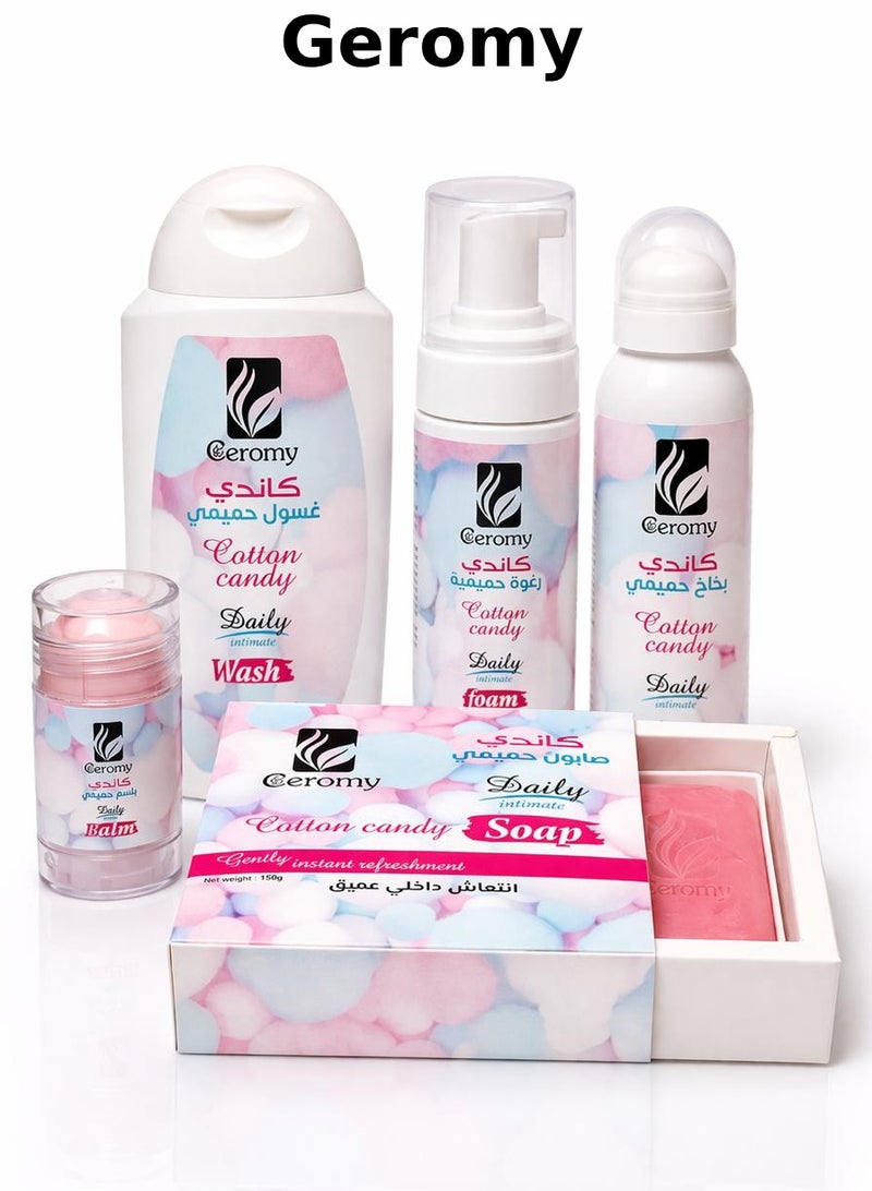 Geromy Intimate Daily Care Set - Cotton Candy Scent Complete Refreshing Routine (5 Pcs) - Image 1