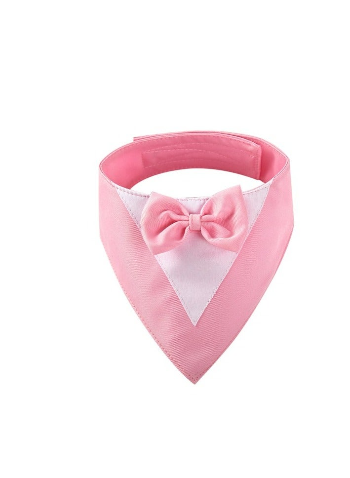 Generic Dog Tuxedo Formal Cat Wedding Bandana Dog Collar with Bow Tie Cat Birthday Costume Valentines Outfit Pet(PINK-M)  - Image 2