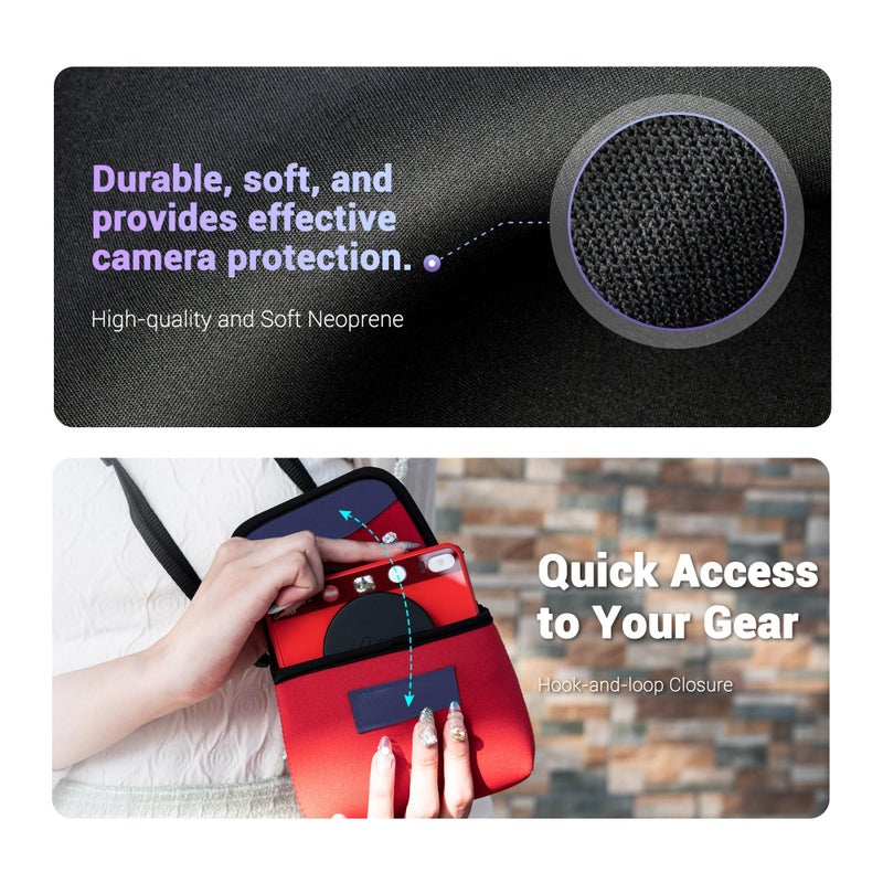 JJC Compact Camera Case Travel Pouch Sleeve for Leica Sofort 2 Instant Camera, Neoprene Material, Protect Your Camera Away from Dust, Scratch, Water-Splashing & Bump, Quick Access to The Camera, Black - Image 3