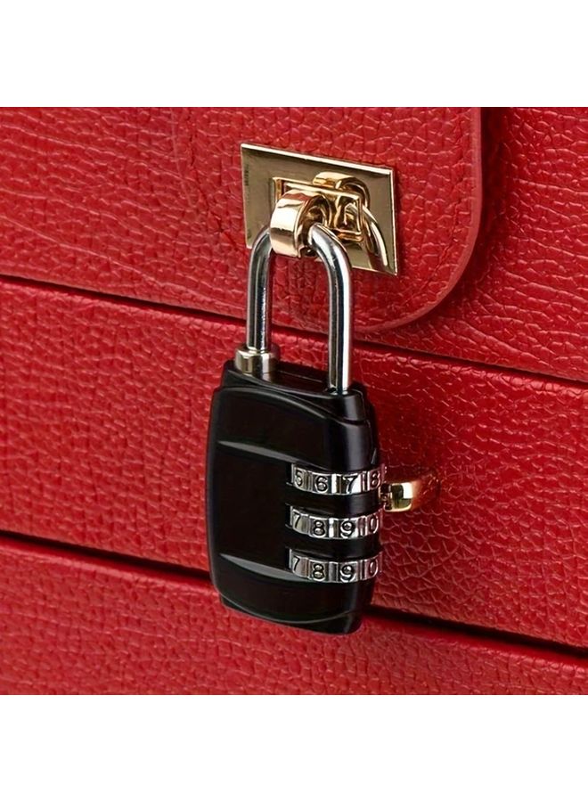 Black Combination Padlock 3 Digit Resettable Password Lock For Travel Backpacks File Cabinets - Image 5