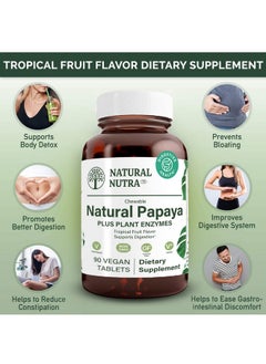 Natural Nutra Papaya Chewable Plant Enzymes Blend For Digestion Prevent Boating Helps To Reduce Constipation Ease Gastrointestinal Discomfort 90 Chewable Vegan Tablets  - Image 4