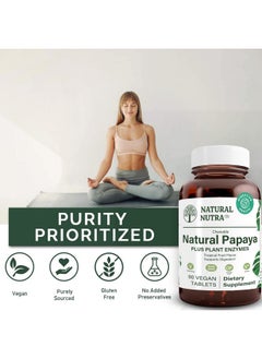 Natural Nutra Papaya Chewable Plant Enzymes Blend For Digestion Prevent Boating Helps To Reduce Constipation Ease Gastrointestinal Discomfort 90 Chewable Vegan Tablets  - Image 5