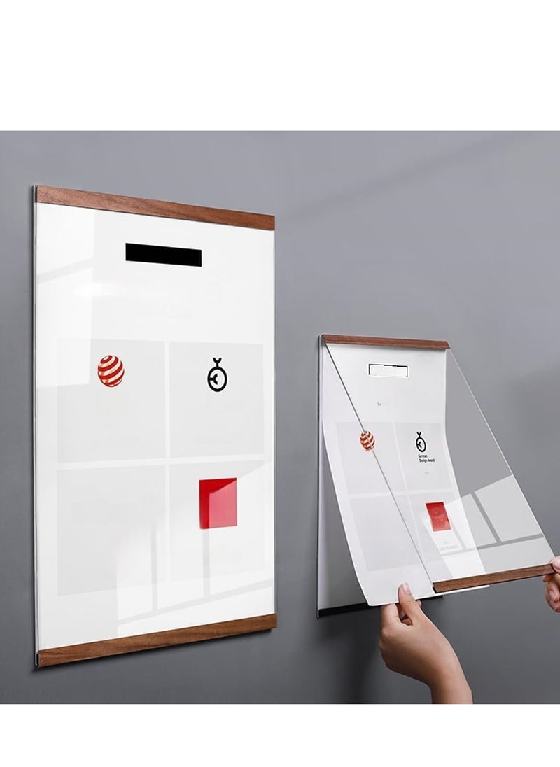 Eckek Eckek  Wall Mount Acrylic Sign Holder Self Adhesive Magnetic Display Frame Clear Document Frame for Office, Store, School, Home, Wall Picture Frame  - Image 3