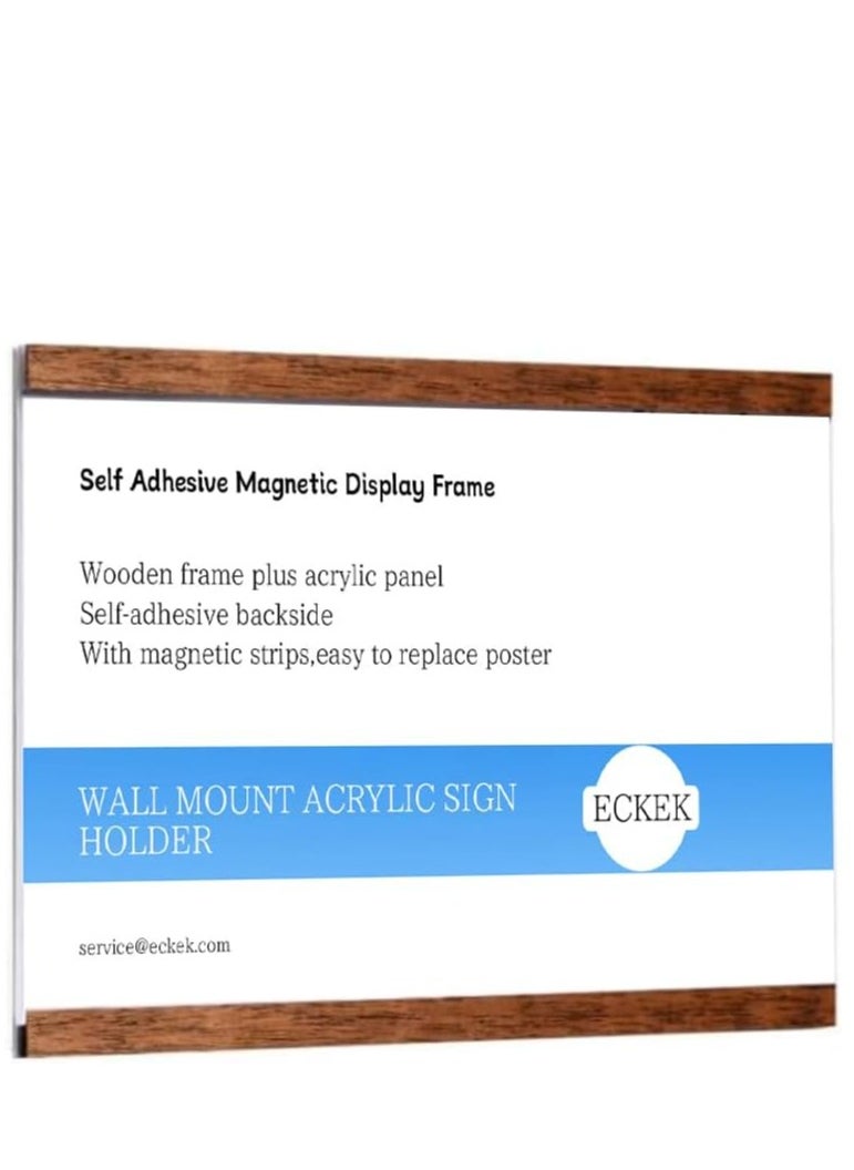 Eckek Eckek  Wall Mount Acrylic Sign Holder Self Adhesive Magnetic Display Frame Clear Document Frame for Office, Store, School, Home, Wall Picture Frame  - Image 1