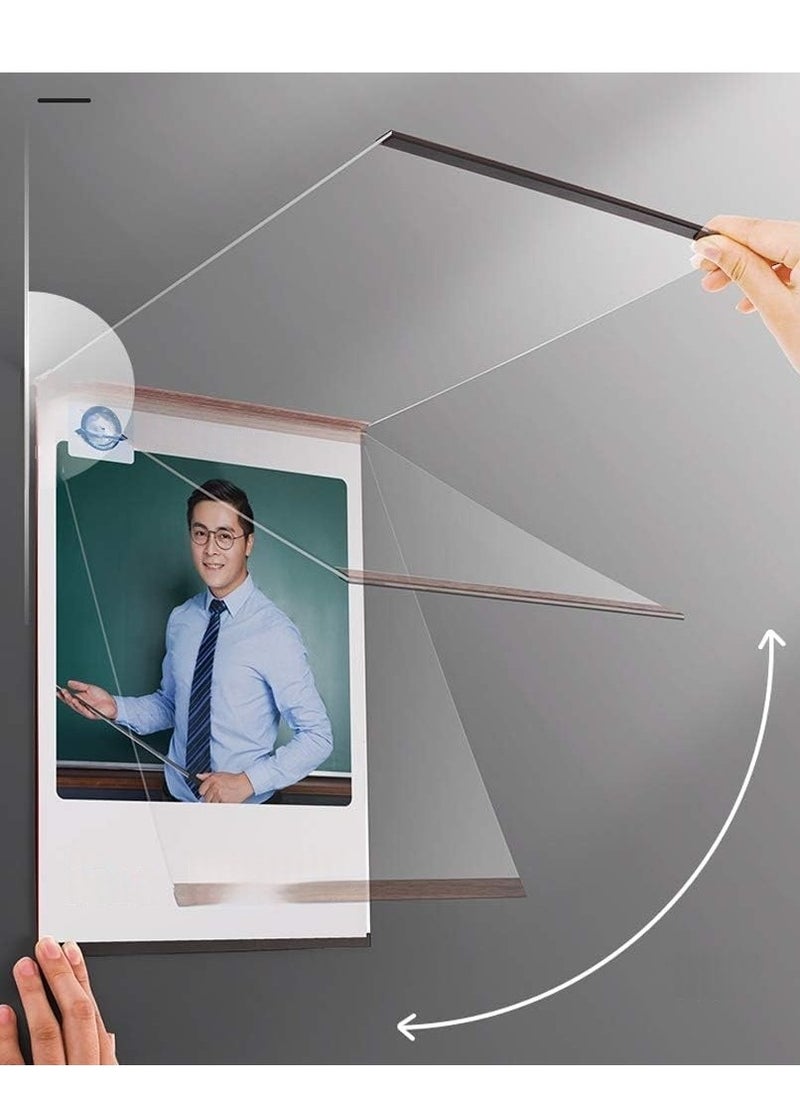 Eckek Eckek  Wall Mount Acrylic Sign Holder Self Adhesive Magnetic Display Frame Clear Document Frame for Office, Store, School, Home, Wall Picture Frame  - Image 4