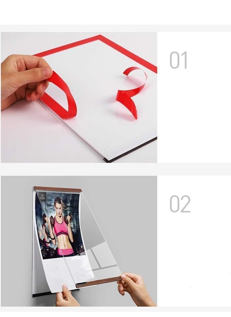 Eckek Eckek  Wall Mount Acrylic Sign Holder Self Adhesive Magnetic Display Frame Clear Document Frame for Office, Store, School, Home, Wall Picture Frame  - Image 5