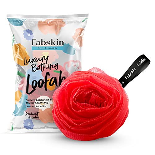 FABSKIN Rose Loofah for Bathing | Bath Shower Loofah Sponge Scrubber Exfoliator for Women and Men | Bathing Sponge | Body Wash Scrub for Bathing | Bath Scrubber For Body (Red) - Image 1