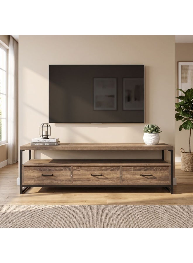 AL Hadaya Mall Luxury Wooden TV Stand with Premium Design - Brown - 140x40x40 cm - Image 1