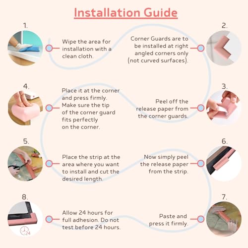 BabySafeHouse Pre-Taped Furniture Edge Guard and Corner Protector - 6.5ft Edge + 4 Corner Guards (Brown Color) for Baby Proofing & Child Safety - Image 5