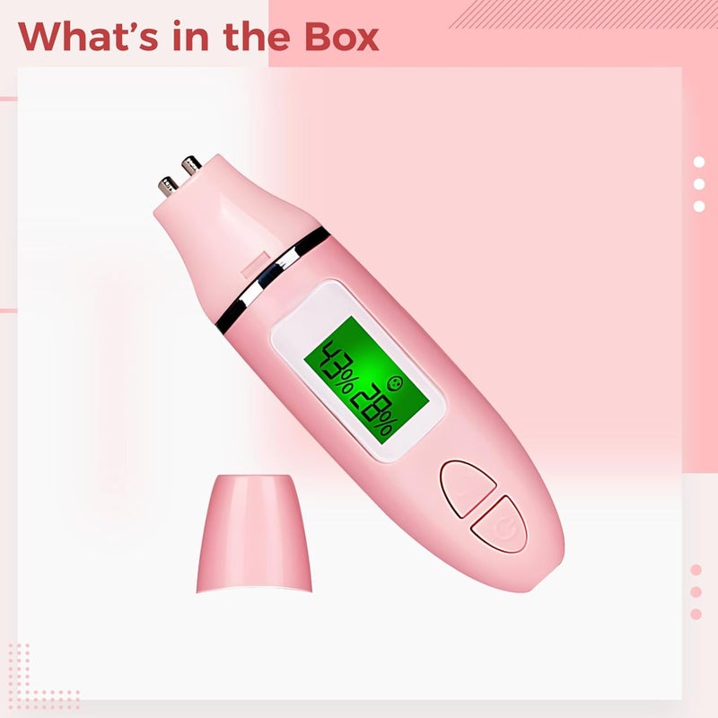 مقياس رطوبة البشرة المحمول بشاشة LCD، جهاز اختبار الترطيب بمسبار مزدوج للاستخدام المنزلي والسفر - Image 5