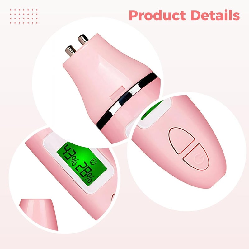 مقياس رطوبة البشرة المحمول بشاشة LCD، جهاز اختبار الترطيب بمسبار مزدوج للاستخدام المنزلي والسفر - Image 3