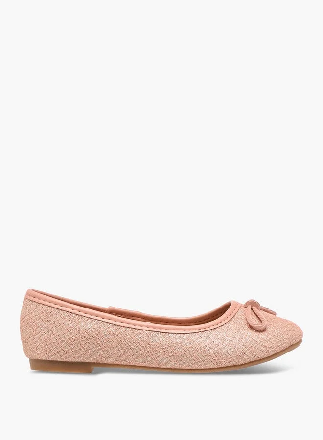 Girls Bow Accent Slip-On Ballerina Shoes