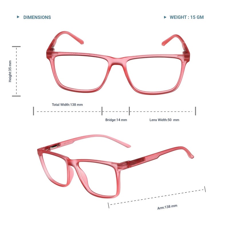 Lens+ Lensplus Square TR Full Rim Eyeglasses with Blue Cut Lightweight Unisex Eyewear for Men & Women | Stylish Computer & Daily Use Frame - Image 3