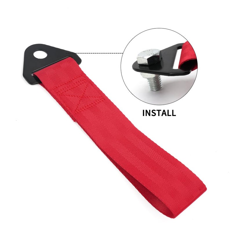 RASTP Racing Tow Strap, Car Modification Sports Trailer Belt Fit for Front or Rear Front Bumper Decorative (Red) - Image 3