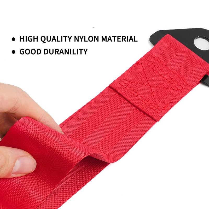 RASTP Racing Tow Strap, Car Modification Sports Trailer Belt Fit for Front or Rear Front Bumper Decorative (Red) - Image 2