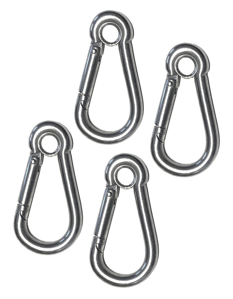 US Stainless 4 Pieces Stainless Steel 316 Spring Hook with Eyelet Carabiner 316 5mm Marine Grade - Image 2