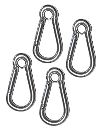 US Stainless 4 Pieces Stainless Steel 316 Spring Hook with Eyelet Carabiner 316 5mm Marine Grade - Image 1