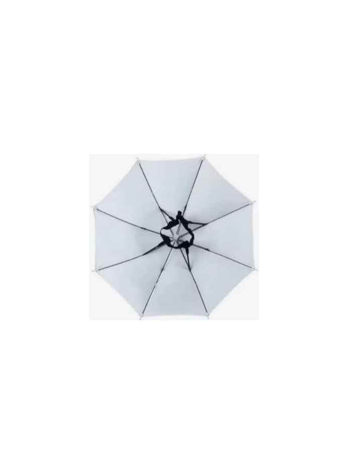 Small white heat-reflecting head umbrella that attaches to the head without a pole, suitable for Hajj, Umrah and working under the sun  - Image 3