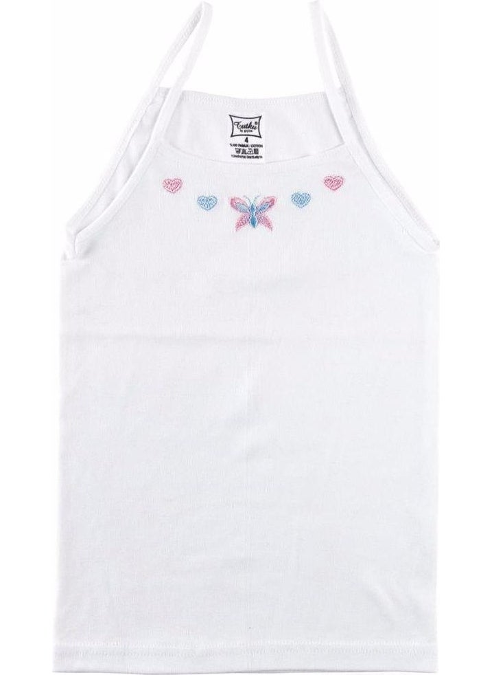 Tutku Passion Girl's Rope Strap Embroidered Undershirt 0165 - 12 Pieces 