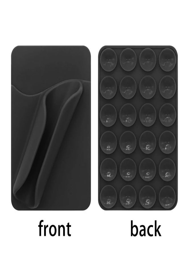 AROAQ 2-in-1 Silicone Mobile Phone Lipstick & Card Holder – Suction Cup Mount, Portable Lip Gloss & Card Organizer for All Phones , Black - Image 1