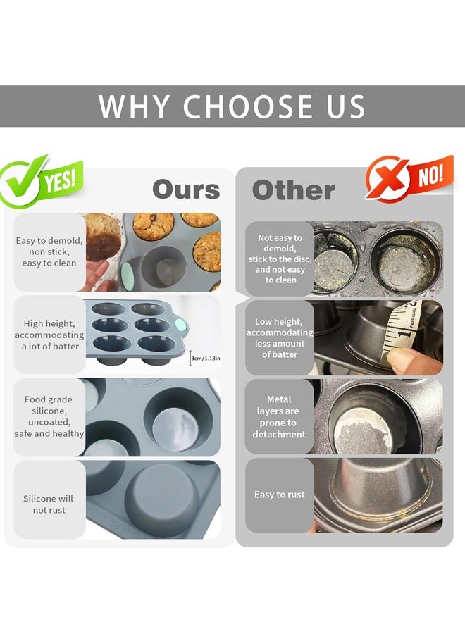 السيليكون مافين Pan, الغذاء الصف غير اللاصقة السيليكون كوبكيك Pan, السيليكون الخبز Pan مع المعدن تعزيز الإطار آمن, غسالة صحون آمنة - Image 3
