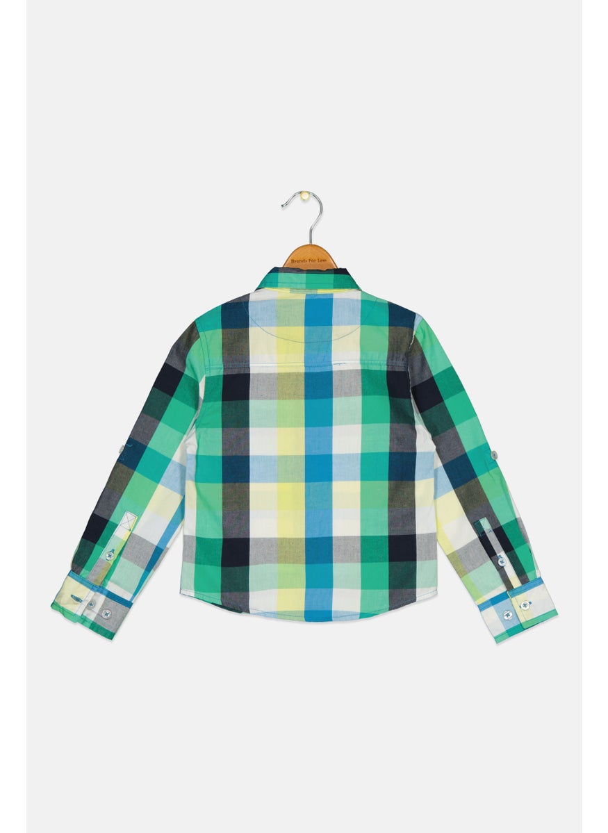 DKNY Kids Boy Checkered Long Sleeve Casual Shirt, Multicolor  - Image 2