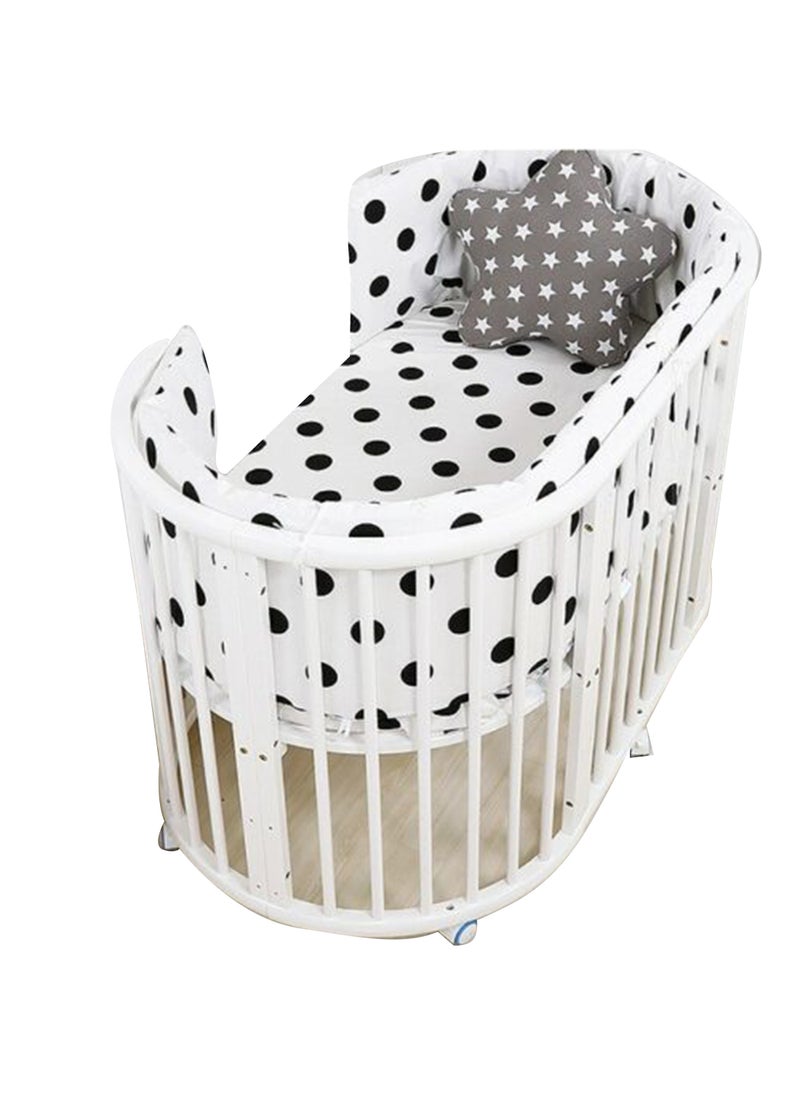 Baby Life - Oval Wood Children Bed Multi-Function Baby Treasure Round Crib With Bedding Set And Mattress - Image 1
