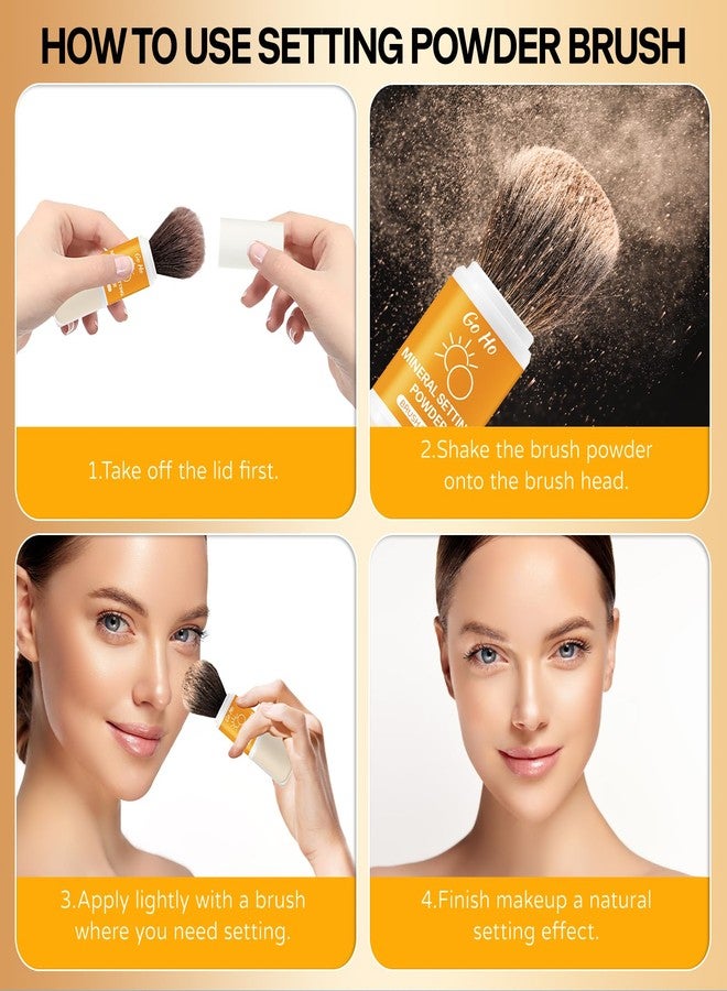 Go Ho Mineral Sunscreen Setting Powder - SPF 50,Translucent,Loose Natural Matte Face Makeup Brush-in,For All Skin Tones,Sunscreen Brush Powder for Hair and Scalp - Image 2