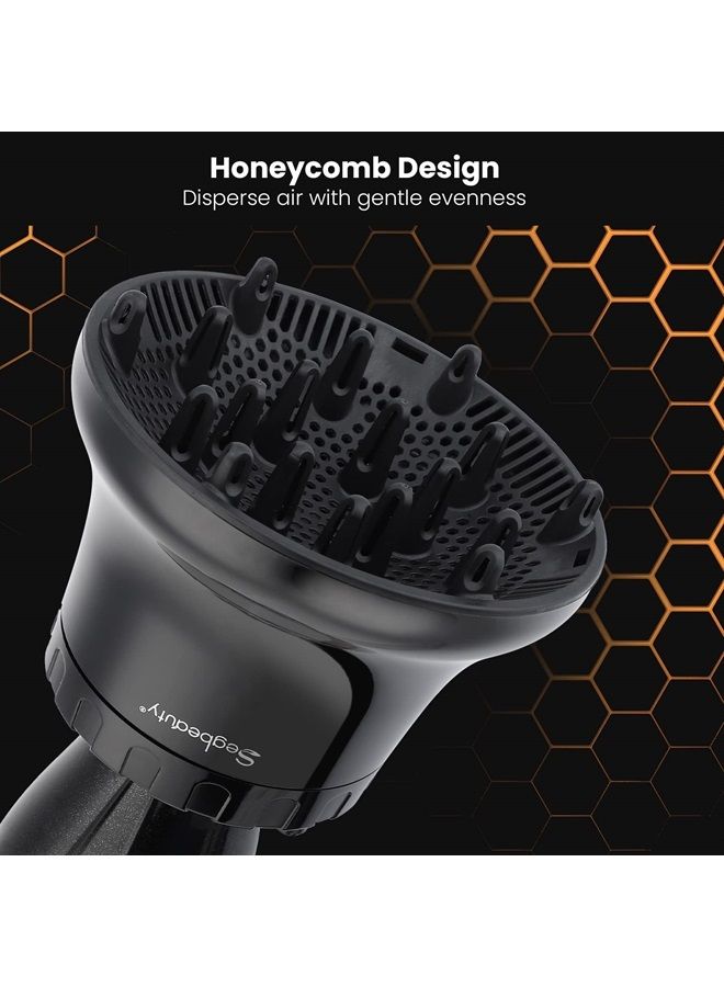 Segbeauty موزع شعر مجعد عالمي، ملحق موزع شعر قابل للتكيف لأداة تصفيف الشعر بجودة صالون الشعر، يحمي الشعر من التجاعيد ويجفف بسرعة لمجففات الشعر بفوهة من 1.38" - 2.68"