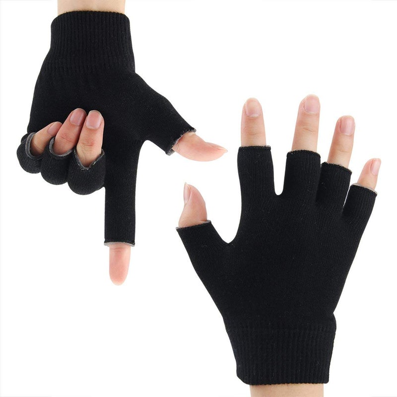 Fingerless Moisturizing Gloves for Dry Hand Silicone Gel Infused Lotion Spa Glove for Eczema Hand Skin Care Overnight Treatment Healing Repair Cracked Finger Aloe Moisturizer Gloves for Adult