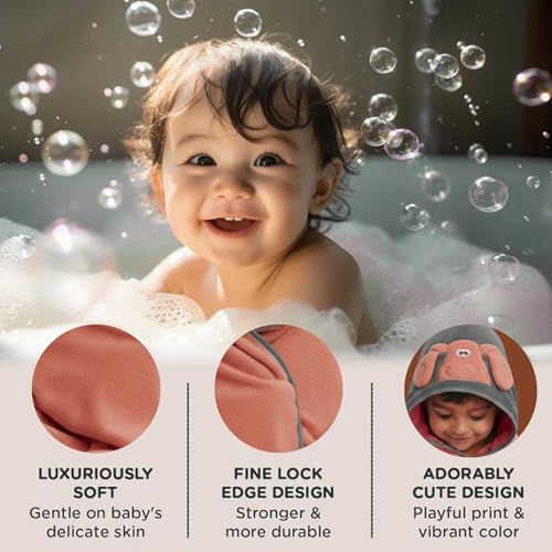 PAX PARROT Ultra-Soft Baby Hooded Towel – 100% Cotton Wrap Your Little one in Softness and Joy, Hypoallergenic & Super Absorbent Bath Wrap for Newborns & Toddlers | Cute Animal Design,(0-5Years) (Coral) - Image 5