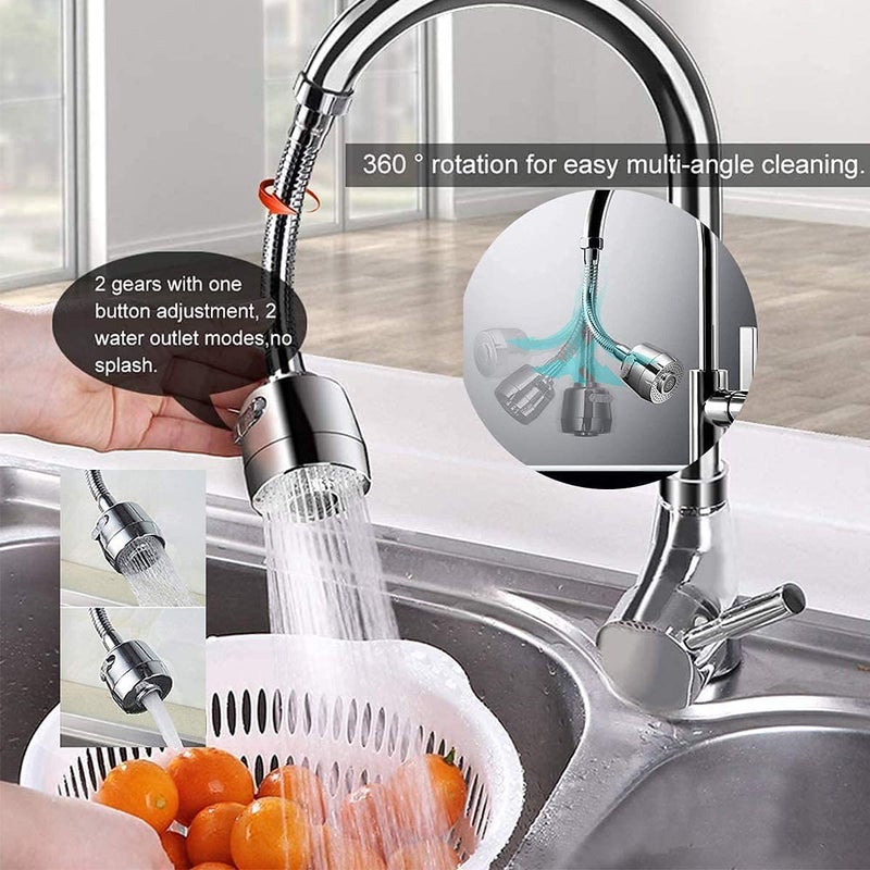 ATCAN Felxible Kitchen Tap 360 Degree Adjustable Bubbler Saving Sprayer Sink Taps Stainles Steel Polished Water Facuet Nozzle Adapter Shower Head 1 Pcs Silver - Image 4