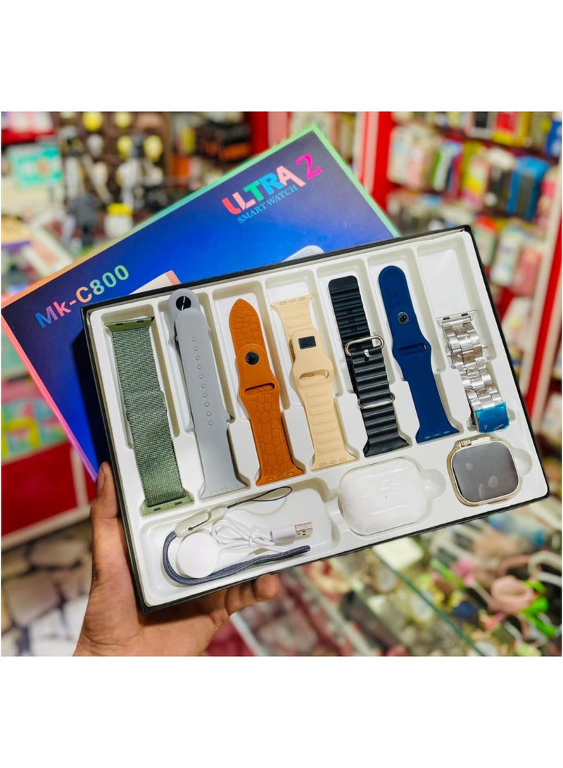 ألترا ساعة ذكية أنيقة للرجال والنساء بمكالمات وشحن لاسلكي و7 أساور قابلة للتبديل مع سماعة أذن لاسلكية - Image 2