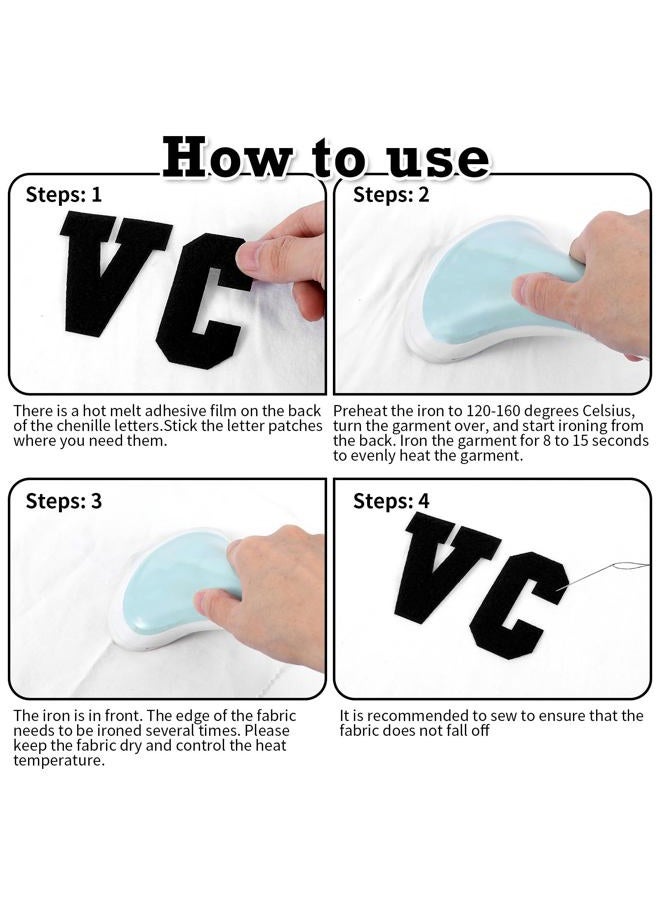 InnoHHustle 26 Pcs Chenille Iron on Letters for Clothing Black Iron on Patch A-Z Varsity Letter Patches Sew on Letters Alphabet Patches Chenille Patches Iron on Letters for Fabric DIY Supplies (Black) - Image 4