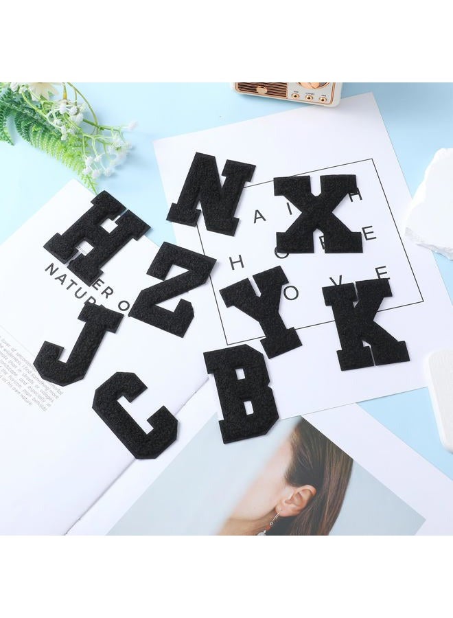 InnoHHustle 26 Pcs Chenille Iron on Letters for Clothing Black Iron on Patch A-Z Varsity Letter Patches Sew on Letters Alphabet Patches Chenille Patches Iron on Letters for Fabric DIY Supplies (Black) - Image 2