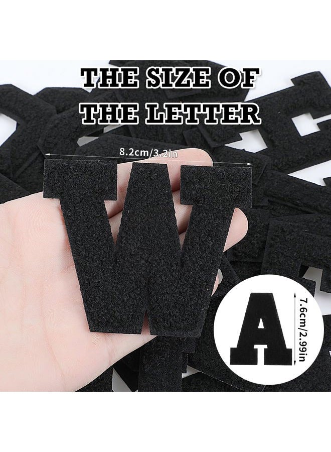 InnoHHustle 26 Pcs Chenille Iron on Letters for Clothing Black Iron on Patch A-Z Varsity Letter Patches Sew on Letters Alphabet Patches Chenille Patches Iron on Letters for Fabric DIY Supplies (Black) - Image 3