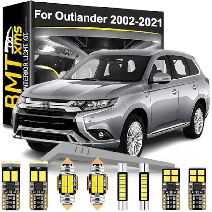 BMT xms 11 Pieces Led Interior Light Kit Replacement For Mitsubishi Outlander 20022021 6000K Cool White Bulbs - Image 1